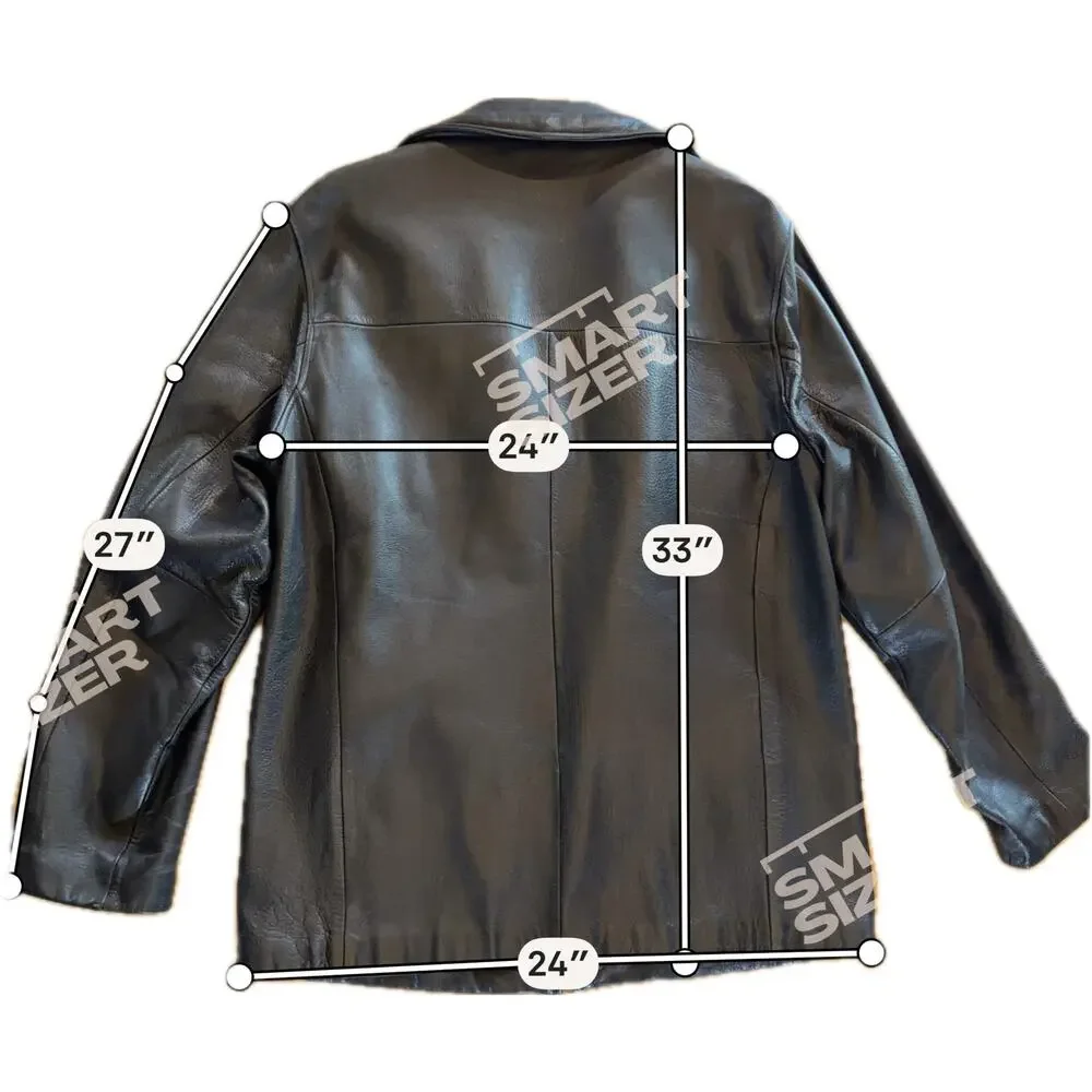 CHAPS Men's‎ Black Full Zip Leather Jacket L Lined Pockets